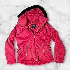 NILS Womens Winter Ski Jacket Red Size 10 / Medium Insulated Coat Zip Up Hooded